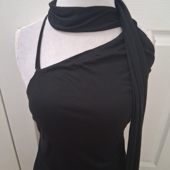 Halston Elegant Black One-Shoulder Dress.  Size 8 (40) - Picture 4 of 9